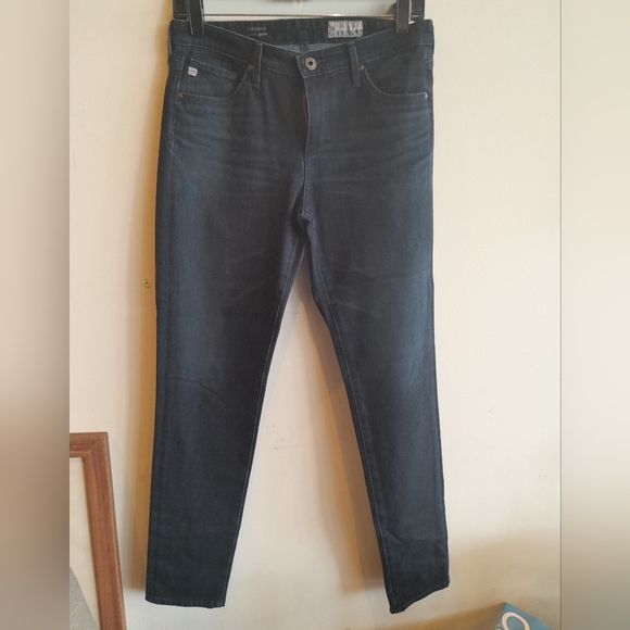 Ag Adriano Goldschmied Denim - AG by Adriano Goldschmied Cigarette Ankle Navy Blue Raw Hem Jeans